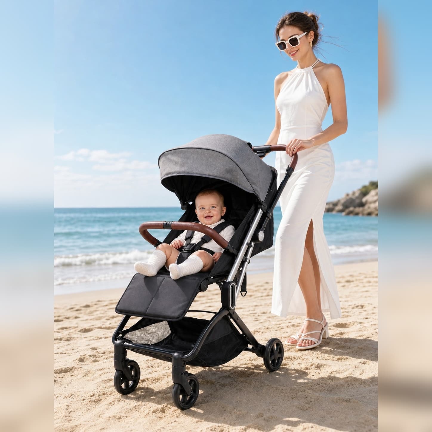 Wholesale Custom Logo Large Baby Pushchair - Foldable Cotton Seat Infant Stroller For Outdoor Use S-002L