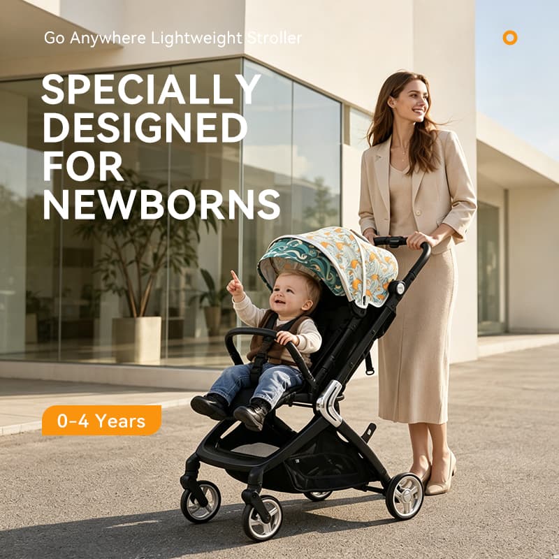 Lightweight Aluminum Baby Stroller, Ultra-Compact Airplane Travel Stroller For Infants Toddlers 0-36 Months S-003L