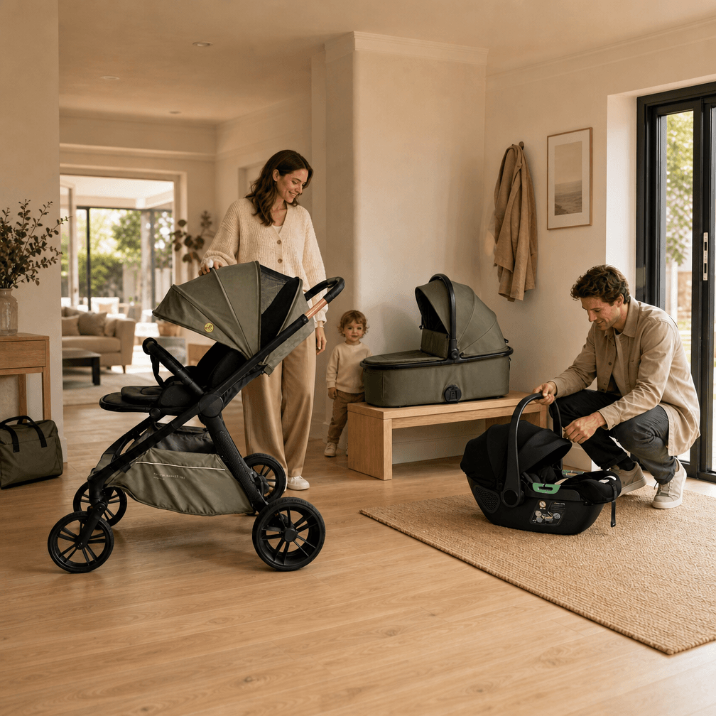 High Landscape 3 In 1 Baby Stroller Reversible Seat Foldable Infant Pram Shock Absorption Travel System With Carrycot Car Seat S-009L