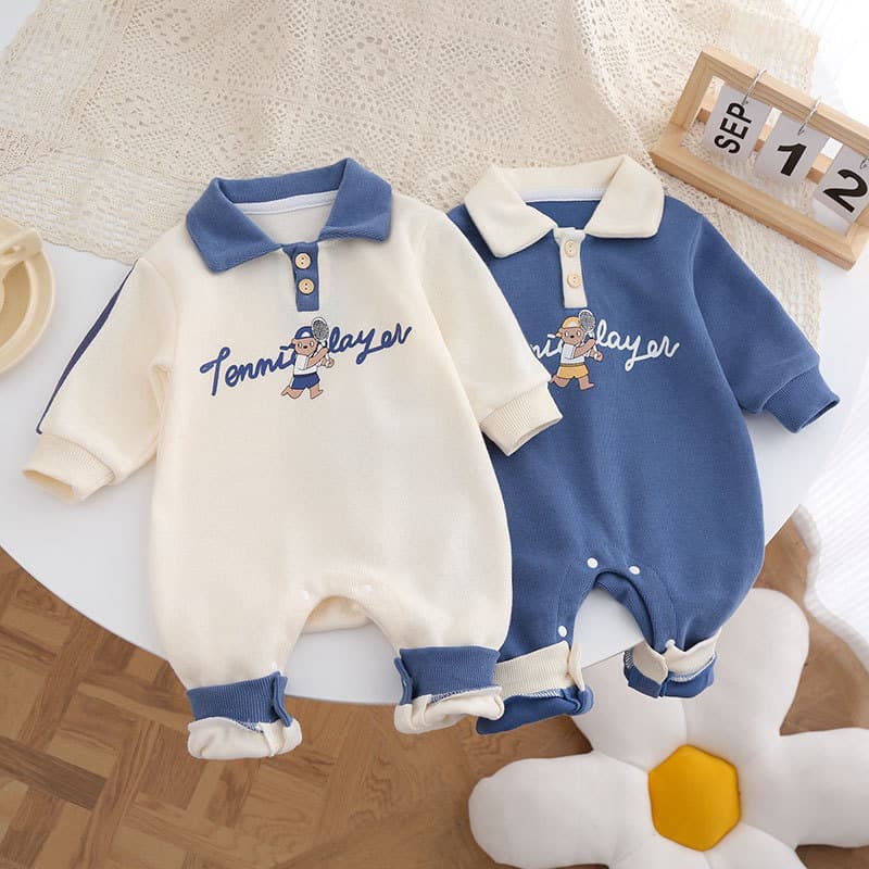 Handsome Cartoon Cotton Long-sleeved Jumpsuit